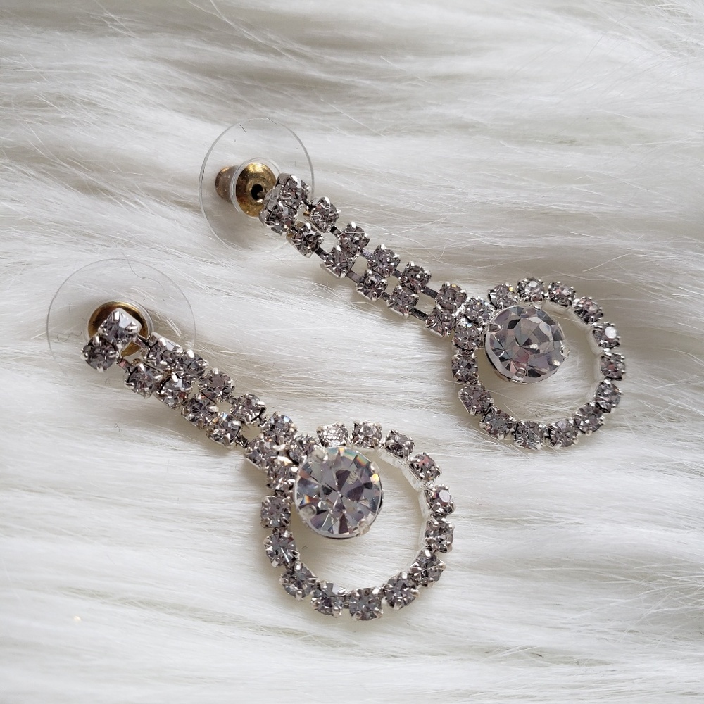 Rhinestone Diamond Sparkle Dangly Earrings